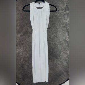 Express White Ribbed Sleeveless Cutout Midi Dress | Size S